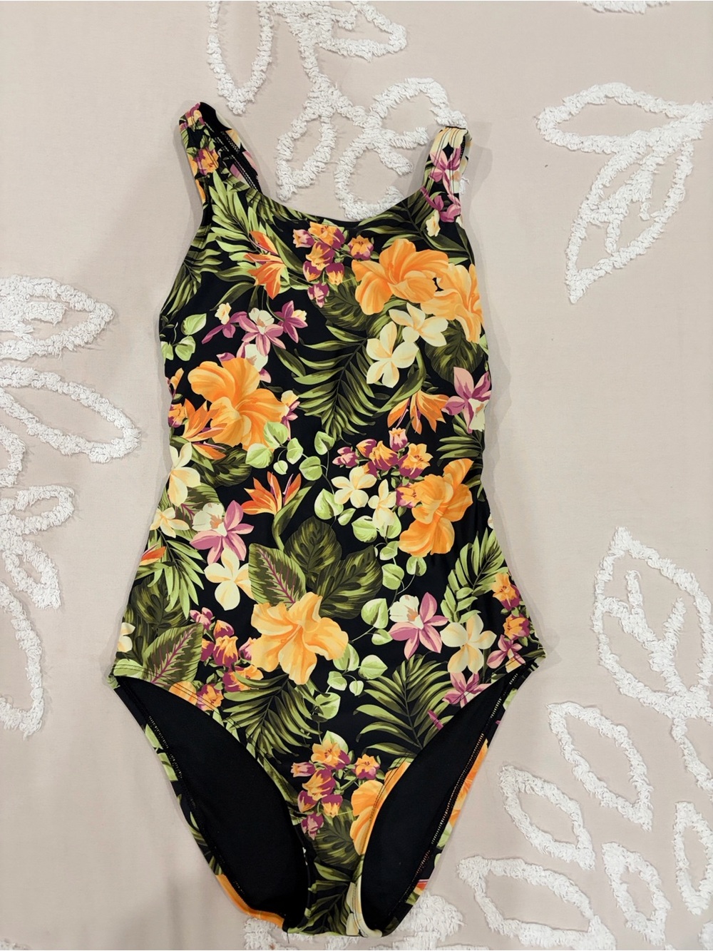 Hurley Women's One-Piece Swimsuit - Orange Waikiki Wonder Floral - Size M